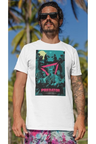 playbackmoda Owersize Film Afiş Predator Tasarım Baskılı Tişört - Resim 2