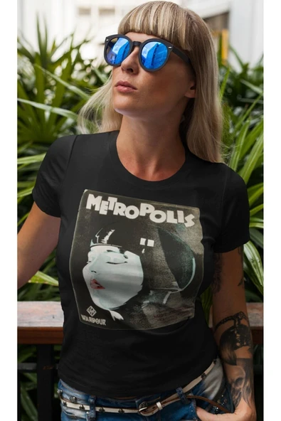 playbackmoda Owersize Film Afiş Metropolıs Tasarım Baskılı Tişört - Resim 2