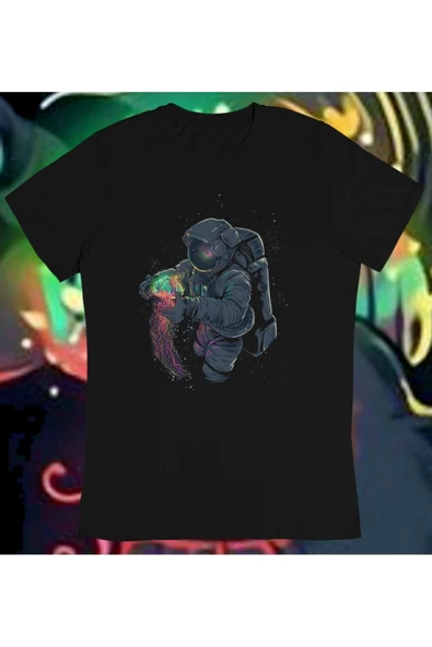 playbackmoda Owersize Uzay Astronot Ilüstrsyon Çizim Tasarım Baskılı Tişört ürün görseli