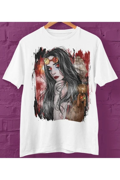 playbackmoda Owersize Kadın Ilüstrsyon Çizim Tasarım Baskılı Tişört - Resim 2