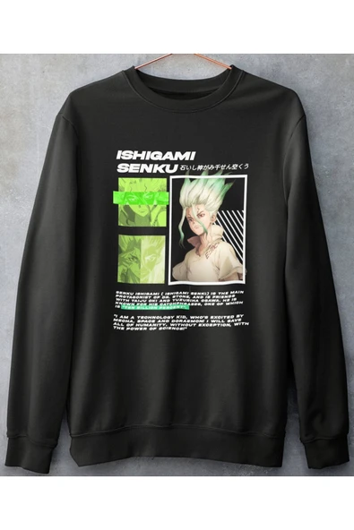 playbackmoda Akiki Tasarım, Ishigami Senku, Anime - Manga, Siyah Sweatshirt, Xl Beden ürün görseli