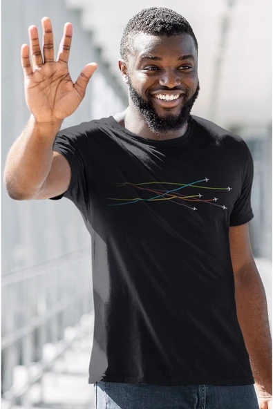 playbackmoda Owersize Minimal Uçak Logo Tasarım Baskılı Tişört - Resim 2