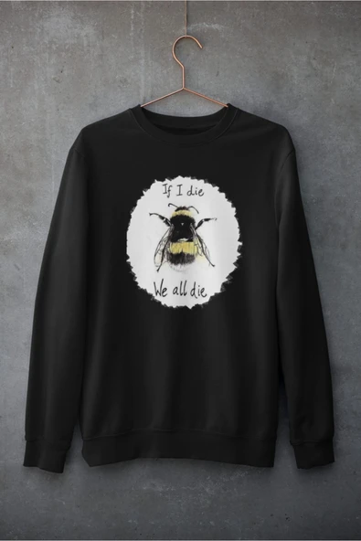 playbackmoda Akiki Tasarım - Arılar Yok Olursa Hepimiz Yok Oluruz., Siyah Sweatshirt, ürün görseli