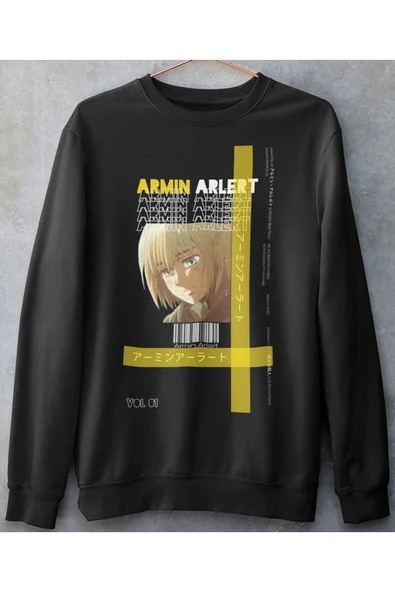 playbackmoda Akiki Tasarım, Armin Arlert, Anime - Manga, Siyah Sweatshirt, L Beden - 1