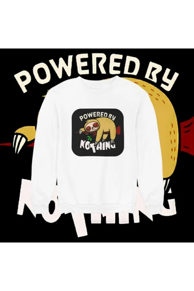 playbackmoda Akiki Tasarım Süper Esprili - Powered By Nothing Sweatshirt ürün görseli