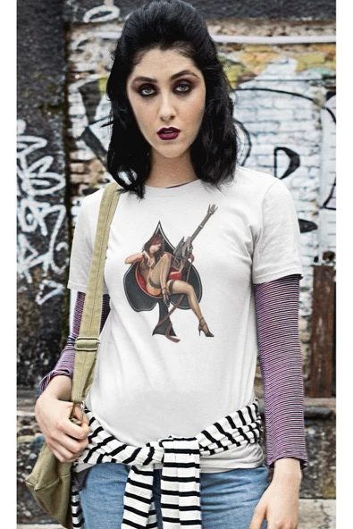 playbackmoda Owersize Kadın Ilüstrsyon Çizim Tasarım Baskılı Tişört ürün görseli