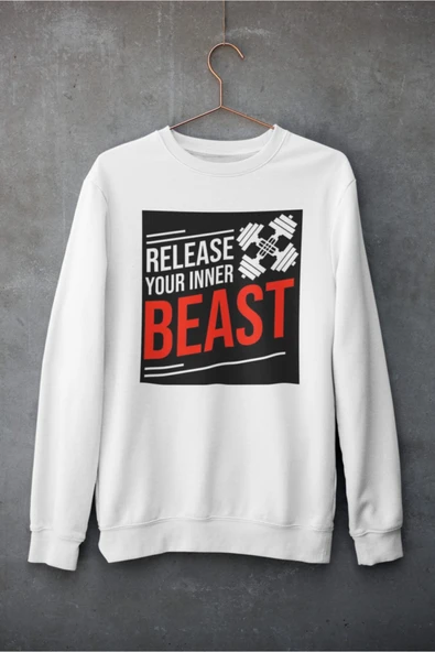playbackmoda Akiki Tasarım Sportif Motivasyon - Içindeki Canavarı Serbest Bırak Sweatshirt