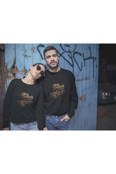 playbackmoda Akiki Tasarım Modifiye Klasik Araba Modeli Siyah Sweatshirt Ak10106 - Resim 2