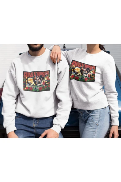 playbackmoda Akiki Tasarım - Guns N'roses  Beyaz Sweatshirt Ak10181 - Resim 2