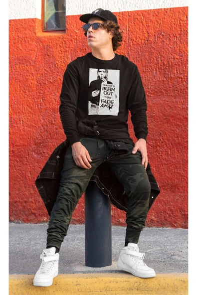 playbackmoda Akiki Tasarım Kurt Cobain - It's Better To Burn Out Than To Fade Away Sweatshirt - Resim 2