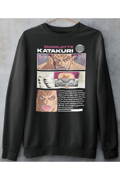 playbackmoda Akiki Tasarım, Charlotte Katakuri, Anime - Manga, Siyah Sweatshirt, M Beden