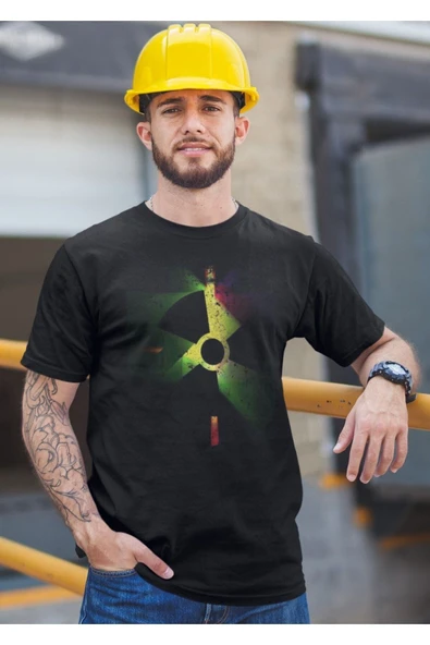 playbackmoda Owersize Radyoaktif Sembol Tasarım Baskılı Tişört ürün görseli