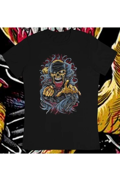 playbackmoda Owersize Kurukafa Ilüstrsyon Çizim Tasarım Baskılı Tişört - Resim 2