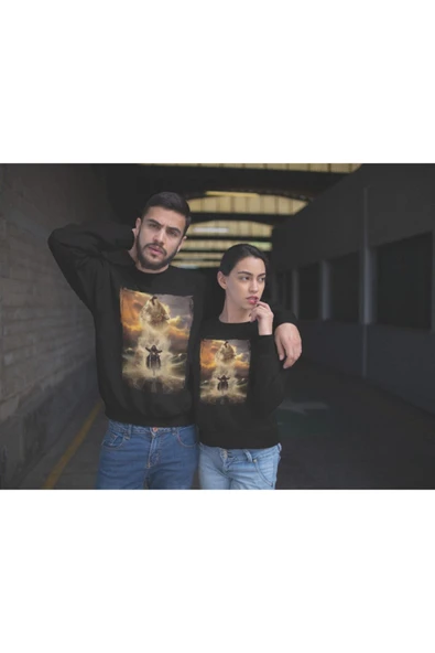 playbackmoda Akiki Tasarım Kurt Ve Motosiklet Fantastik ,siyah Sweatshirt Ak10110 - 2