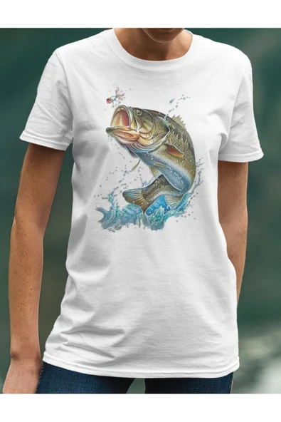 playbackmoda Owersize Balıkçılık Deniz Tasarım Baskılı Tişört - Resim 2