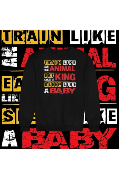 playbackmoda Akiki Tasarım Sportif Motivasyon - Çalış Ye Uyu 3 Sweatshirt - Resim 2