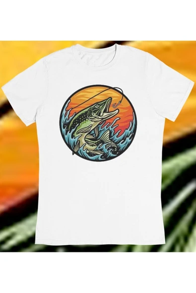 playbackmoda Owersize Balıkçılık Deniz Tasarım Baskılı Tişört ürün görseli