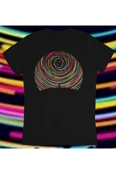 playbackmoda Owersize Minimal Gökkuşağı Logo Tasarım Baskılı Tişört ürün görseli