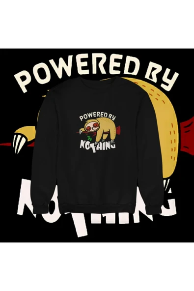 playbackmoda Akiki Tasarım Süper Esprili - Powered By Nothing Sweatshirt