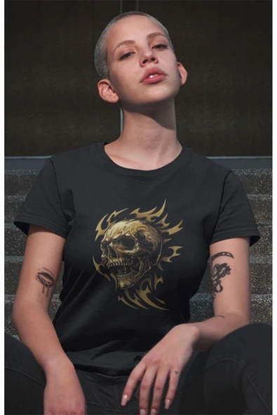 playbackmoda Owersize Kurukafa Ilüstrsyon Çizim Tasarım Baskılı Tişört - Resim 2