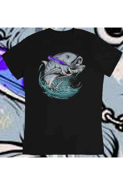 playbackmoda Owersize Balıkçılık Deniz Tasarım Baskılı Tişört ürün görseli