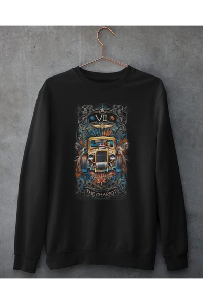 playbackmoda Akiki Tasarım - The Chariot, Amerikan Hot Rod Modifiye Araba ,siyah Sweatshirt Ak10117 - 1