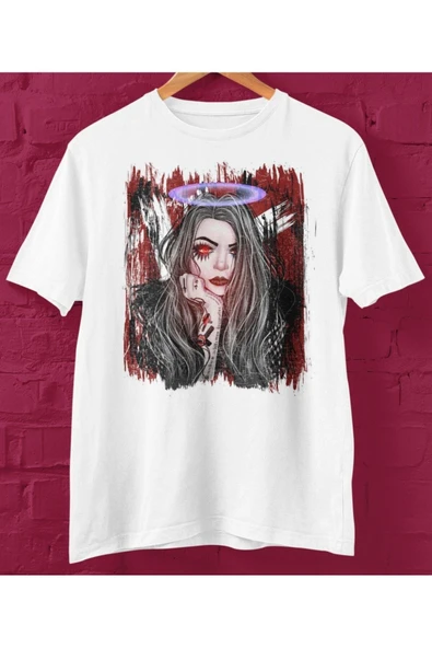 playbackmoda Owersize Kadın Ilüstrsyon Çizim Tasarım Baskılı Tişört ürün görseli