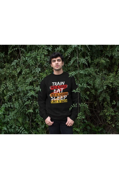 playbackmoda Akiki Tasarım Sportif Motivasyon - Çalış Ye Uyu Sweatshirt ürün görseli