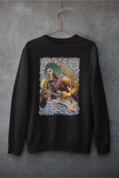 playbackmoda Akiki Tasarım - Jimi Hendrix Özel, Siyah Sweatshirt, Ak10184