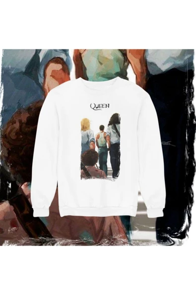playbackmoda Akiki Tasarım Queen Konsere Doğru Yağlı Boya Ilüstrasyon Sweatshirt