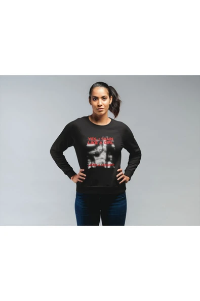 playbackmoda Akiki Tasarım Evet Bir Kız Gibi Çalışıyorum Sweatshirt - Resim 2