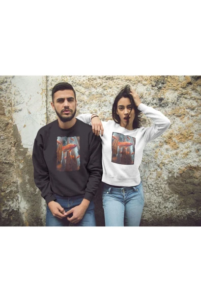 playbackmoda Akiki Tasarım Fantastik Japon Balığı Ormanı Ilüstrasonu Dijital Sanat Sweatshirt - Resim 2