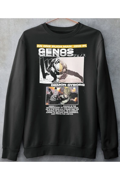 playbackmoda Akiki Tasarım, Genos - Demon Cyborg, Anime - Manga, Siyah Sweatshirt, L Beden ürün görseli