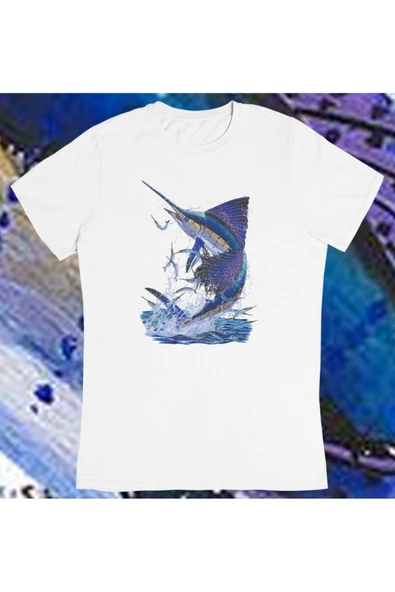 playbackmoda Owersize Balıkçılık Deniz Tasarım Baskılı Tişört - Resim 2