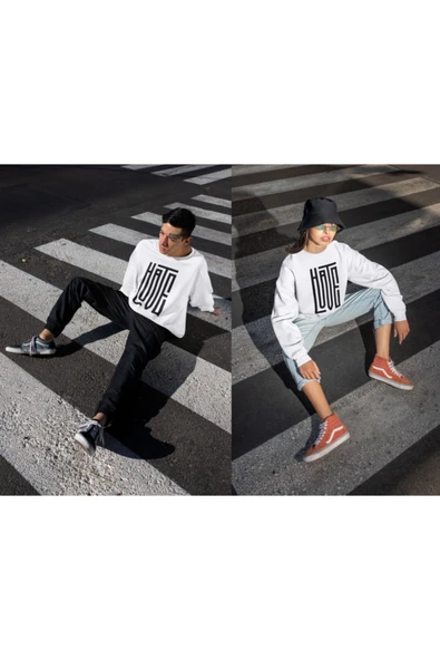 playbackmoda Akiki Tasarım Dual Yazı - Hate-love Sweatshirt - Resim 2