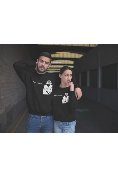 playbackmoda Akiki Tasarım Stormtrooper Just Chillin Sweatshirt - Resim 2