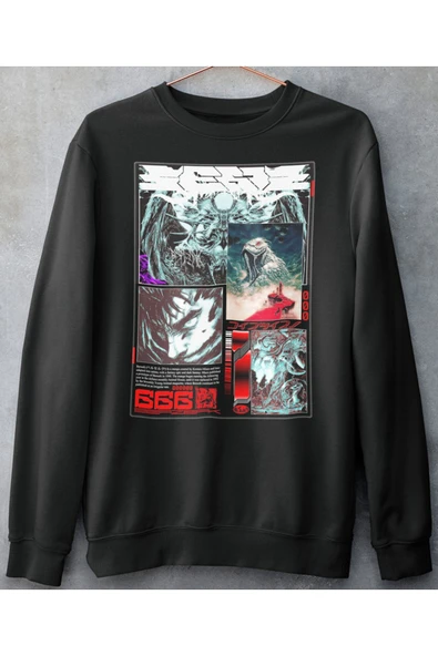 playbackmoda Akiki Tasarım, Berserk, Anime - Manga, Siyah Sweatshirt, M Beden ürün görseli