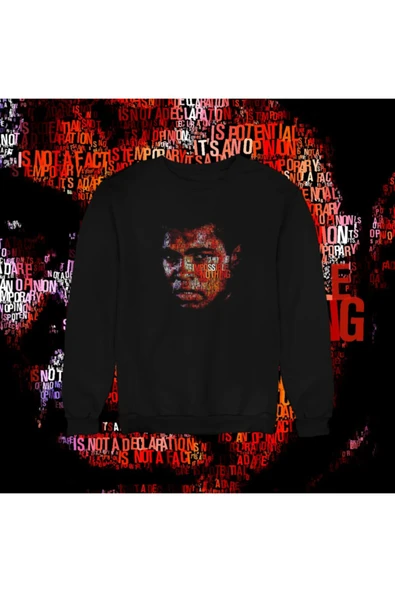 playbackmoda Akiki Tasarım Muhammed Ali - Impossible Is Nothing Typeart Dijital Sanat 2 Sweatshirt