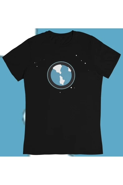 playbackmoda Owersize Uzay Dünya Minimal Ilüstrsyon Çizim Tasarım Baskılı Tişört ürün görseli