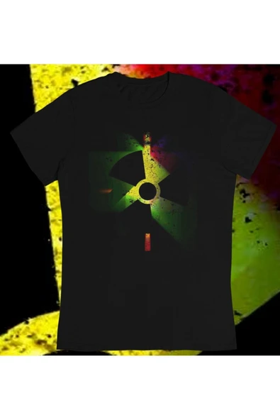 playbackmoda Owersize Radyoaktif Sembol Tasarım Baskılı Tişört - Resim 2