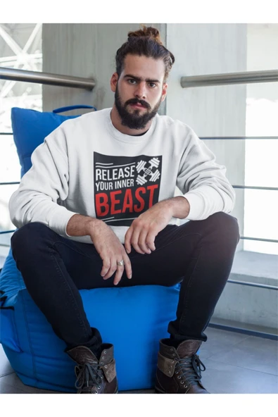 playbackmoda Akiki Tasarım Sportif Motivasyon - Içindeki Canavarı Serbest Bırak Sweatshirt - Resim 2