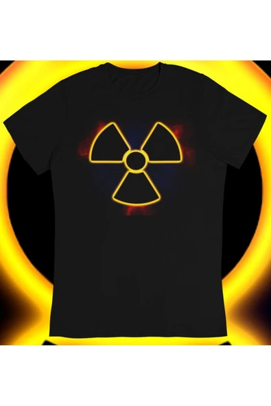 playbackmoda Owersize Radyoaktif Sembol Tasarım Baskılı Tişört - Resim 2