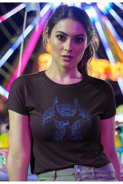 playbackmoda Owersize Radyoaktif Sembol Tasarım Baskılı Tişört - Resim 2