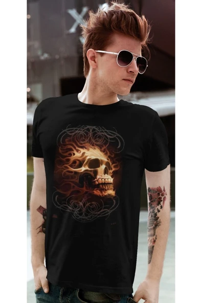 playbackmoda Owersize Kurukafa Ilüstrsyon Çizim Tasarım Baskılı Tişört - Resim 2