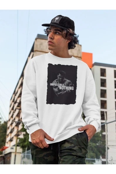 playbackmoda Muhammed Ali Impossible Is Nothing Typeart Dijital Sanat 2 Sweatshirt