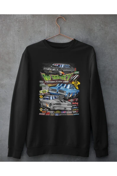 playbackmoda Akiki Tasarım - Amerikan Modifiye Araba Drag Yarışları ,siyah Sweatshirt