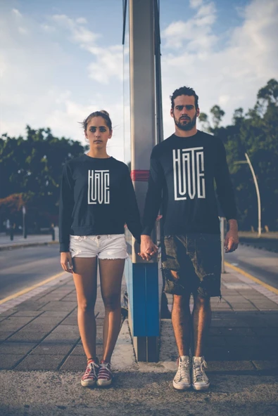 playbackmoda Akiki Tasarım Dual Yazı - Hate-love 2 Sweatshirt - Resim 2