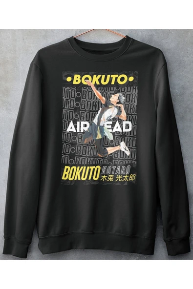 playbackmoda Akiki Tasarım, Bokuto Kotaro, Anime - Manga, Siyah Sweatshirt, S Beden ürün görseli