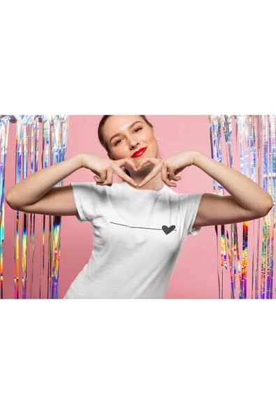 playbackmoda Owersize Minimal Kalp Tasarım Baskılı Tişört ürün görseli