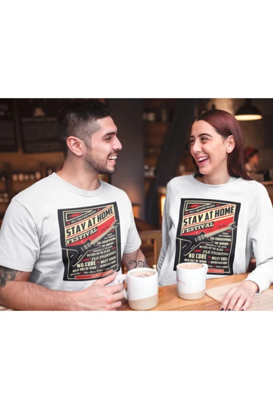 playbackmoda Akiki Tasarım - Evde Kal Festivali, Ingilizce Süper Matrak Poster, Beyaz Sweatshirt, Ak10195 - Resim 2